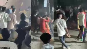 Damoh News: दमोह जिले के हिंडोरिया में देवी विसर्जन के जुलूस में बवाल, दो पक्षों में जमकर मारपीट, लाठी-डंडे-पत्थर बरसाते दिखे लोग